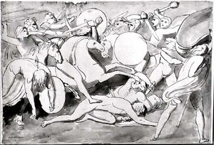 Csatajelenet (toll és tinta) (f/w fotó) alkotó: William Blake