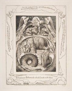 Behemoth és Leviathan, az Illusztrációk Jób könyvéből, 1825-26. alkotó: William Blake