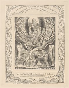 Jób könyve, 5. tábla, Sátán kivonul az Úr jelenlétéből és Jób szeretete alkotó: William Blake