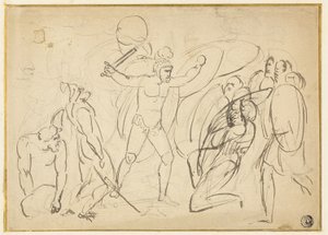 Klasszikus harc (recto); Vázlat a férfi aktról (verso) alkotó: William Blake
