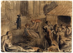 A londoni nagy pestis William Blake (1757-1827) c. 1779 - Akvarell, fehér színű, fekete kréta papíron alkotó: William Blake