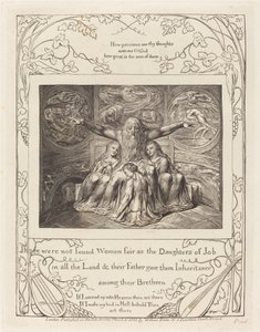 Jób és lányai, 1825. alkotó: William Blake
