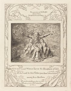 Jób és lányai, 1825. alkotó: William Blake