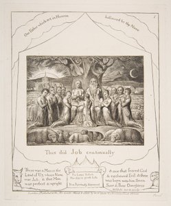 Jób és családja, az Illusztrációk Jób könyvéből, 1825-26. alkotó: William Blake