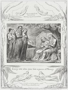 Jób és felesége alamizsnát kapnak alkotó: William Blake