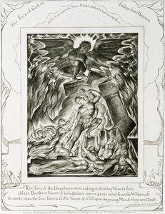 Jób fiait és leányait legyőzi Sátán alkotó: William Blake