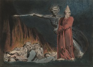 Lucifer és a pápa a pokolban, 1794-96 körül alkotó: William Blake