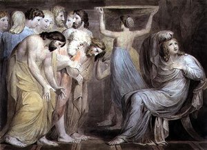 No.0456a József testvérei meghajolnak előtte, „József története” 1. táblája, 1785 körül (toll és tinta akvarell ceruzával papíron) alkotó: William Blake