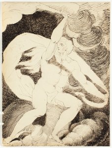 Meztelen férfi figura lángoló fáklyával alkotó: William Blake