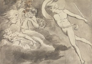 Sátán közeledik a Káosz udvarához alkotó: William Blake