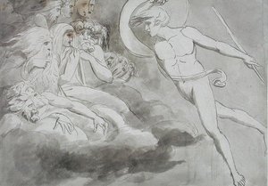 Sátán közeledik a káosz udvarához alkotó: William Blake