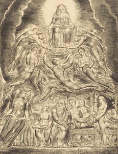 Sátán Isten trónja előtt, 1825. alkotó: William Blake