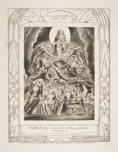 Sátán Isten trónja előtt, Jób könyvének illusztrációiból, 1825-26. alkotó: William Blake
