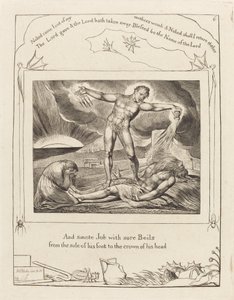 A Sátán megsemmisíti az állást, 1825. alkotó: William Blake