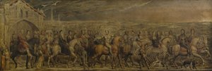 Sir Jeffrey Chaucer (1342-1400 körül) és a kilenc és húsz zarándok a Canterbury-i utazáson (tempera vásznon) alkotó: William Blake