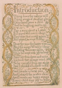 Songs of Inocence and of Experience, 3. tábla, "Bevezetés" (Bentley 4) alkotó: William Blake