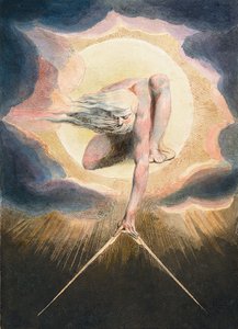 A Napok Őse - Urizen az anyagi világot méri - Urizen az anyagi világot. Illusztráció az „Európa” című könyv előlapjáról. A próféciához." William Blake (1757-1827) rajza alkotó: William Blake