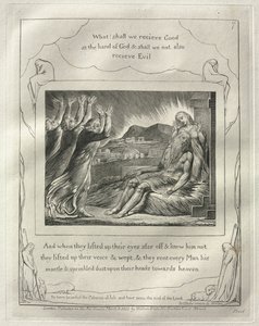 Jób könyve: 7. sz., És amikor messziről felemelték szemüket, és nem ismerték őt, felemelték hangjukat és sírtak alkotó: William Blake