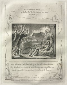 Jób könyve: 7. sz., És amikor már messziről felemelték szemüket, és nem ismerték őt..., 1825. alkotó: William Blake