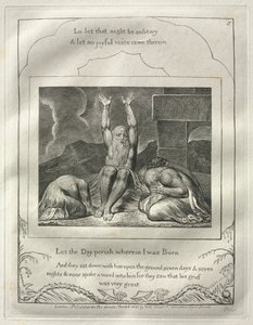 Jób könyve: 8. sz., Vesszen el az a nap, amelyen születtem, 1825. alkotó: William Blake