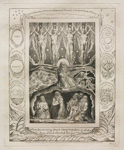 Jób könyve: Pl. 14, Amikor a hajnalcsillagok együtt énekeltek, és minden / Isten fia ujjongott alkotó: William Blake