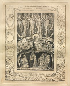 Jób könyve: Pl. 14, Amikor a hajnalcsillagok együtt énekeltek, és minden / Isten fia ujjongott alkotó: William Blake