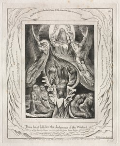 Jób könyve: Pl. 16, Beteljesítetted a gonoszok ítéletét alkotó: William Blake