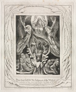 Jób könyve: Pl. 16, Beteljesítetted a gonoszok ítéletét, 1825. alkotó: William Blake