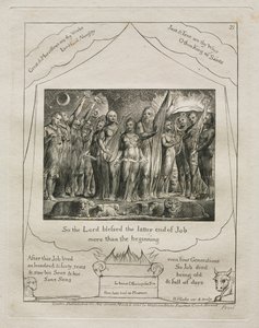 Jób könyve: Pl. 21, Megáldotta tehát az Úr Jób utolsó végét / jobban, mint a kezdetet alkotó: William Blake