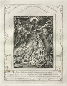 Jób könyve: Pl. 3, Fiaid és lányaid ettek és bort ittak..., 1825. alkotó: William Blake