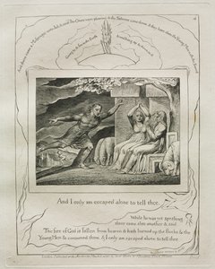 Jób könyve: Pl. 4, És csak egyedül menekültem meg, hogy elmondjam neked alkotó: William Blake