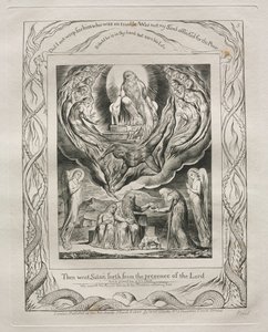 Jób könyve: Pl. 5, Aztán kiment a Sátán az Úr színe elől alkotó: William Blake