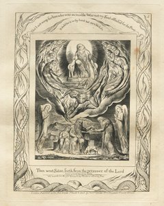 Jób könyve: Pl. 5, Aztán kiment a Sátán az Úr színe elől, 1825. alkotó: William Blake