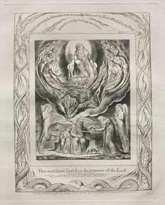 Jób könyve: Pl. 5, Aztán kiment a Sátán az Úr színe elől, 1825. alkotó: William Blake