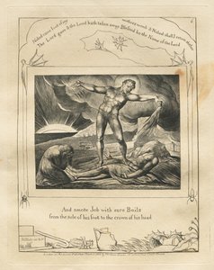 Jób könyve: Pl. 6, És megütötte Jóbot fájó keléssel / talpától a feje búbjáig alkotó: William Blake
