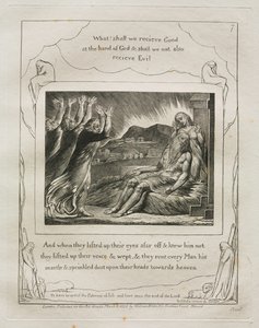 Jób könyve: Pl. 7, És amikor messziről felemelték szemüket, és nem ismerték őt..., 1825. alkotó: William Blake