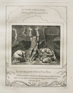 Jób könyve: Pl. 8, Vesszen el az a nap, amelyen születtem, 1825. alkotó: William Blake
