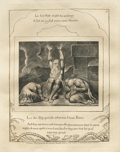 Jób könyve: Pl. 8, Vesszen el az a nap, amelyen születtem, 1825. alkotó: William Blake