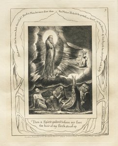Jób könyve: Pl. 9, Aztán egy Szellem haladt el az arcom előtt, testem szőrszála felállt, 1825. alkotó: William Blake