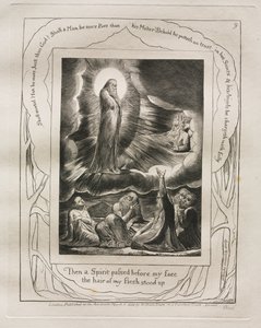 Jób könyve: Pl. 9, Aztán egy Szellem haladt el az arcom előtt, testem szőrszála felállt, 1825. alkotó: William Blake