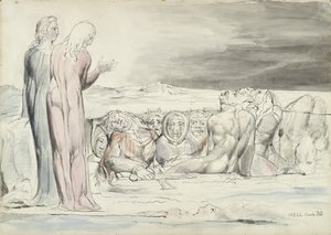 Az árulók köre: Alberti testvérek, illusztráció Dante Alighieri Isteni színjátékához, 1824-27 (toll és tinta WC-vel ceruzával és krétával papíron) alkotó: William Blake