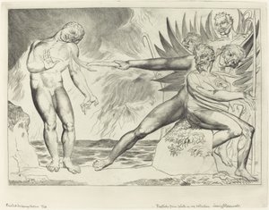 A korrupt tisztviselők köre; Az ördögök kínozzák Ciampolót alkotó: William Blake