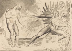 A korrupt tisztviselők köre, a Ciampolot gyötrő ördögök, 1827. alkotó: William Blake