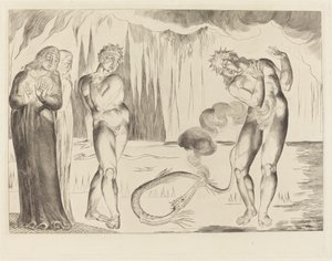 A tolvajok köre; Buoso Donati megtámadta a kígyó alkotó: William Blake