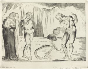 A tolvajok köre; Buoso Donati megtámadta a kígyó alkotó: William Blake