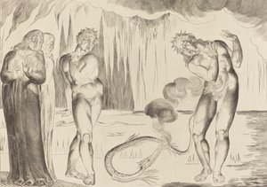 A tolvajok köre, Buoso Donati Megtámadta a kígyó, 1827. alkotó: William Blake