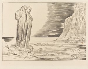 Az árulók köre; Dante lába feltűnő Bocca degli Abbate alkotó: William Blake