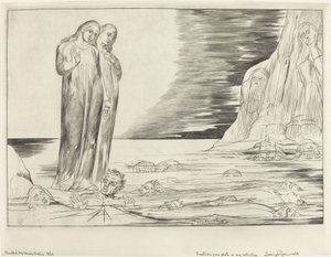 Az árulók köre, Dante lábával a Bocca degli Abbate, 1827. alkotó: William Blake
