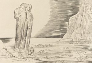 Az árulók köre, Dante lábával a Bocca degli Abbate, 1827. alkotó: William Blake
