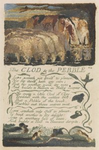 „The Clod and the Pebble”, 36. lemez a „Songs of Experience”-ből, 1794 (domborműves rézkarc vízfestékkel) alkotó: William Blake